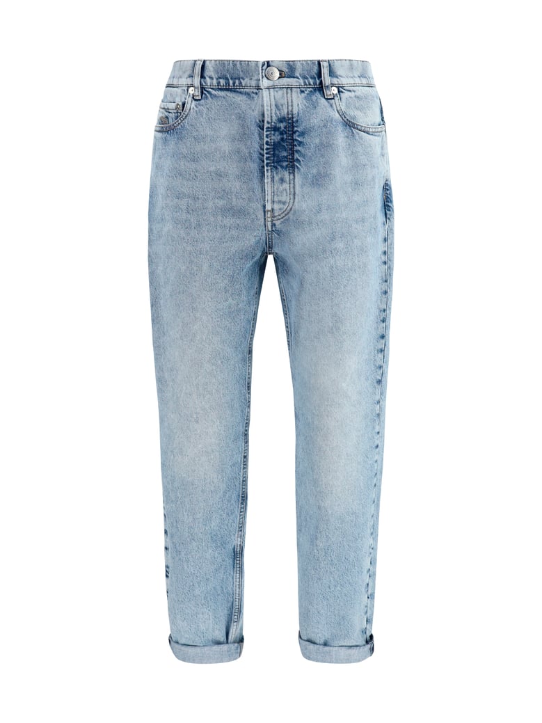 jeans straight-leg turn-up light denim by Selfnex