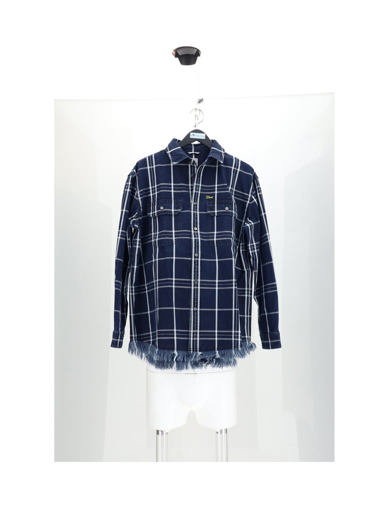 checked cotton shirt blue by Selfnex