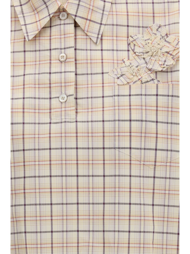shirt checked poplin natural/lilac by Selfnex