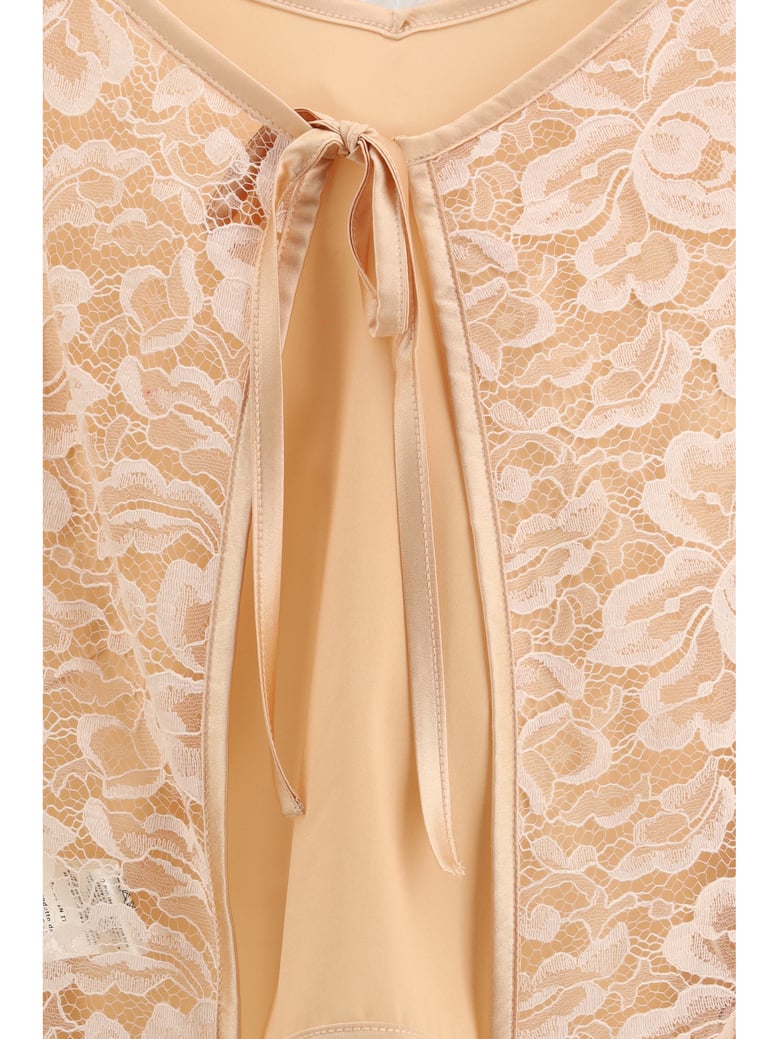 v-neck silk blouse orange by Selfnex