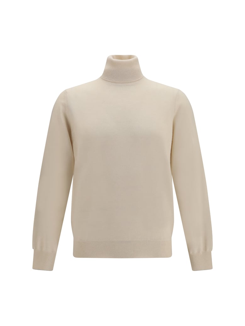 turtleneck cashmere sweater cream/grey by Selfnex