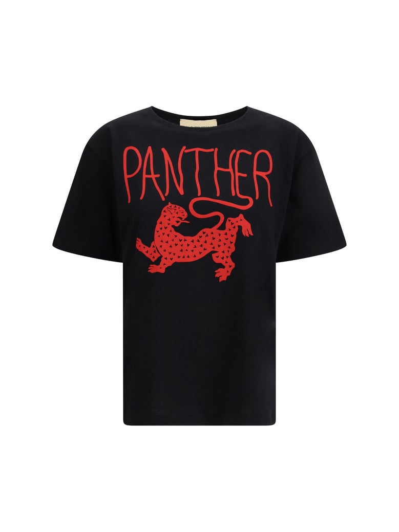 printed cotton t-shirt black/red by Selfnex