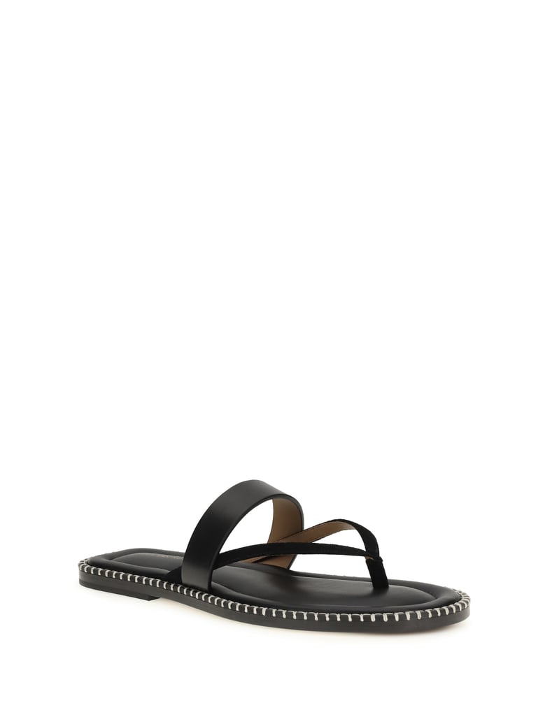 slip-on leather sandals with sequins black by Selfnex