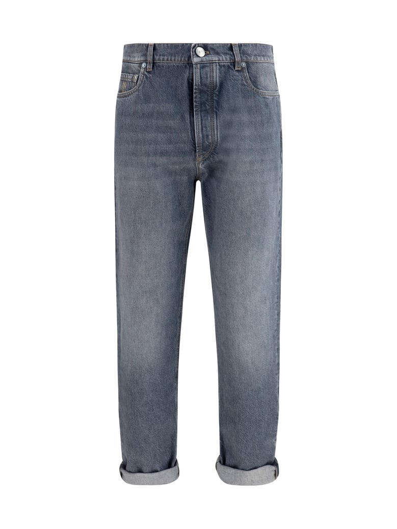 jeans straight-leg turn-up medium grey by Selfnex