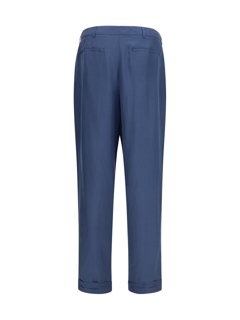 tailored trousers with habutai silk belt by Selfnex