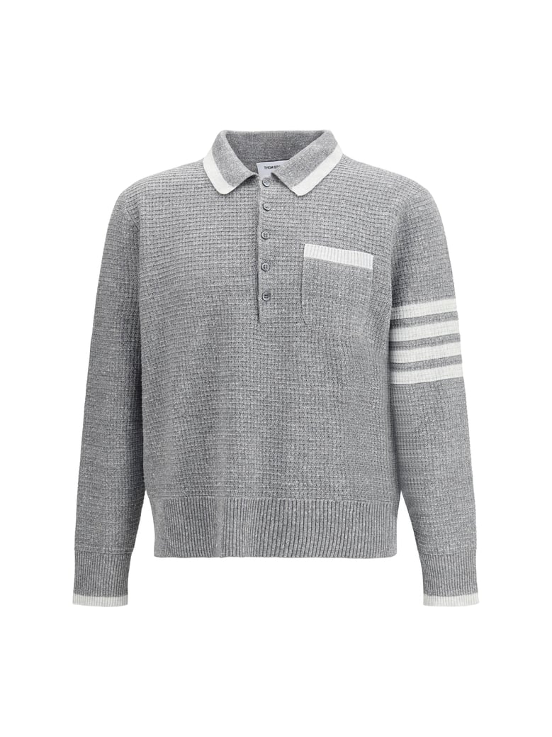 knit polo shirt light grey by Selfnex