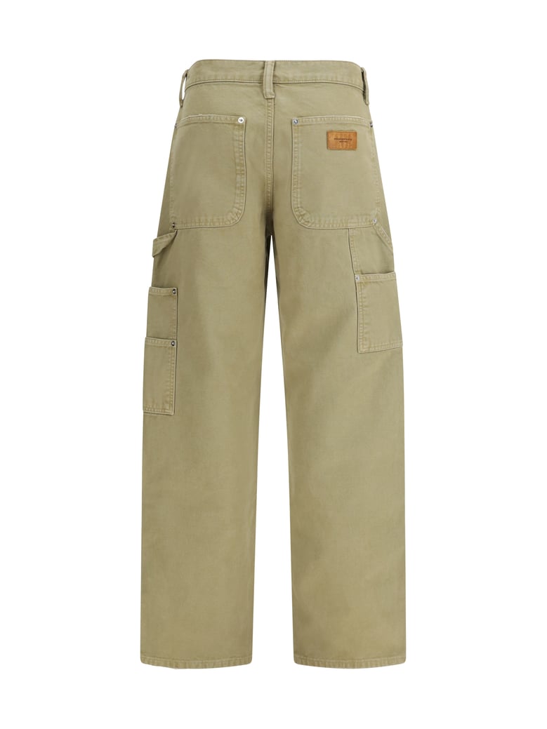 zip carpenter pants vintage army green by Selfnex