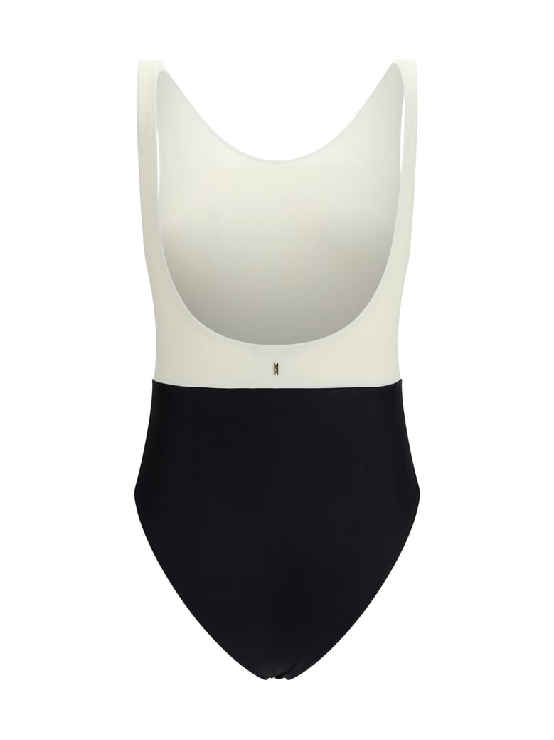one-piece swimsuit nylon cream/black by Selfnex