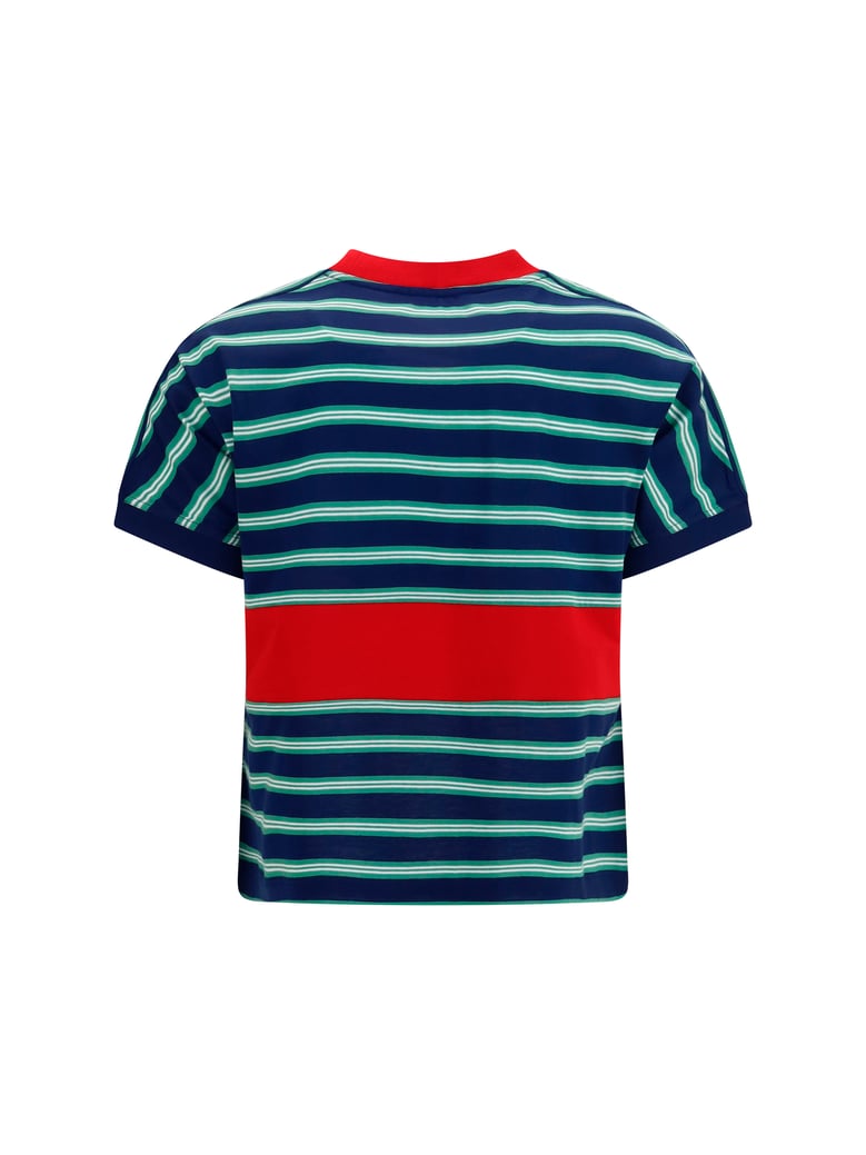 t-shirt striped cotton ink/grass green/white by Selfnex
