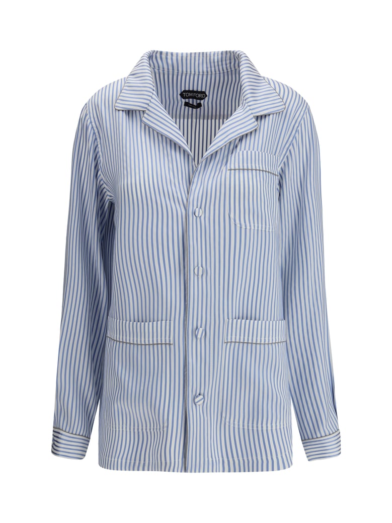 silk pj shirt sky blue/off white by Selfnex