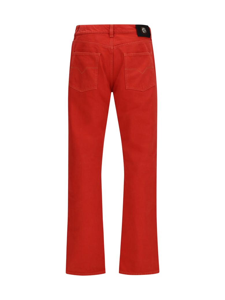 jeans straight-leg red cotton denim by Selfnex
