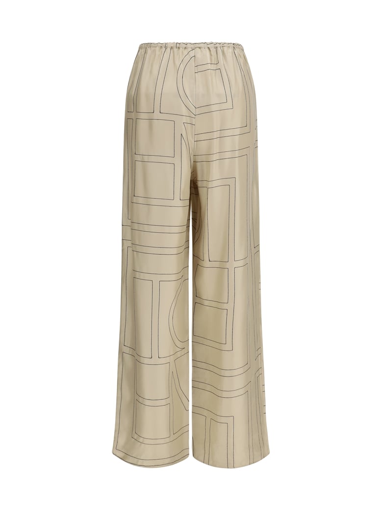 pants silk monogram ivory by Selfnex