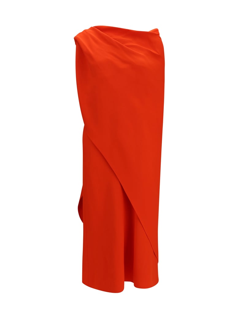 maxi dress draped silk sunset red by Selfnex