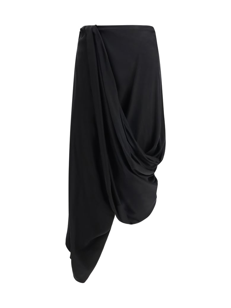midi skirt asymmetric cupro black by Selfnex