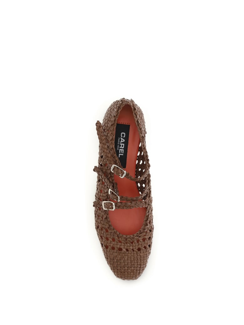ballerina shoes woven leather cognac by Selfnex