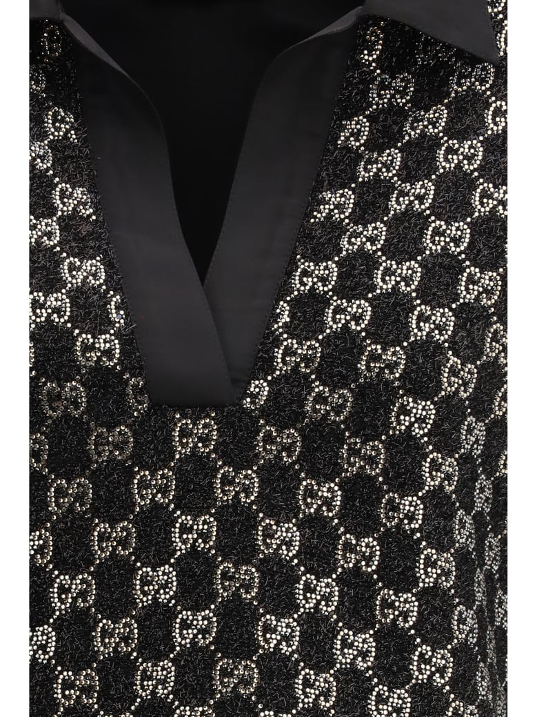 top wool lamé tweed black by Selfnex