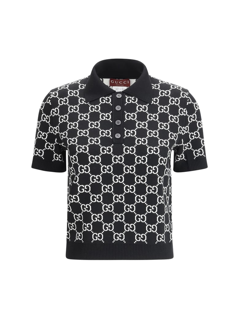 polo top gg wool jacquard black/white by Selfnex