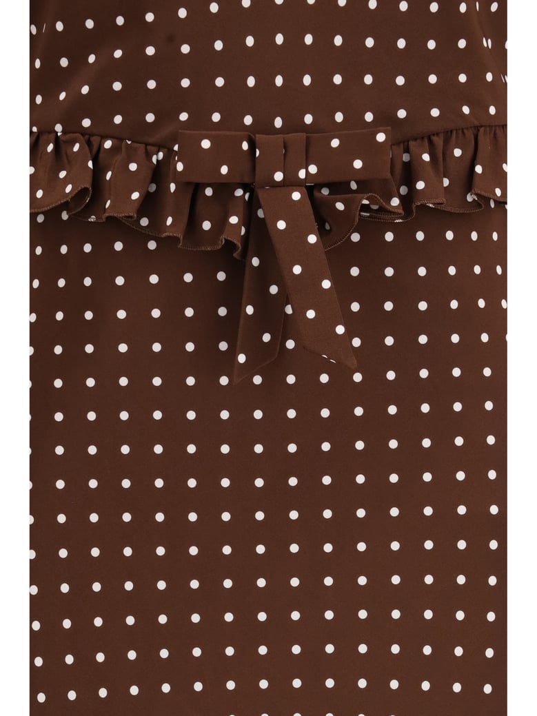 midi dress polka dot silk brown/white by Selfnex