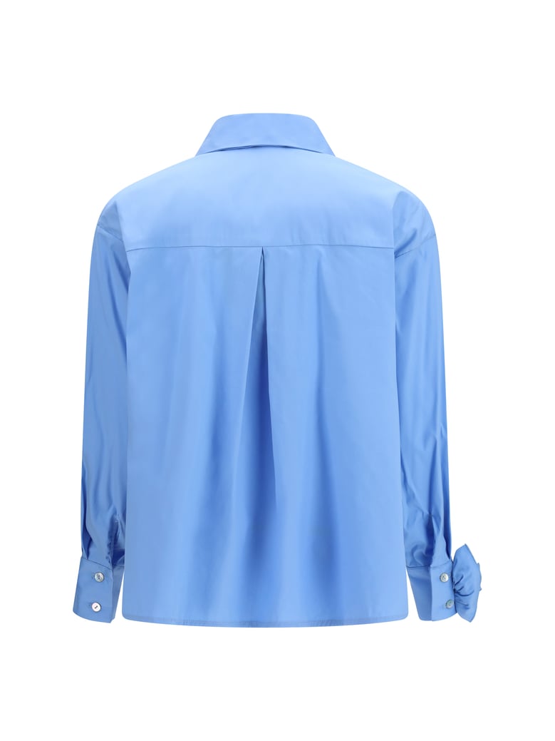 shirt with appliqué roses, light blue by Selfnex