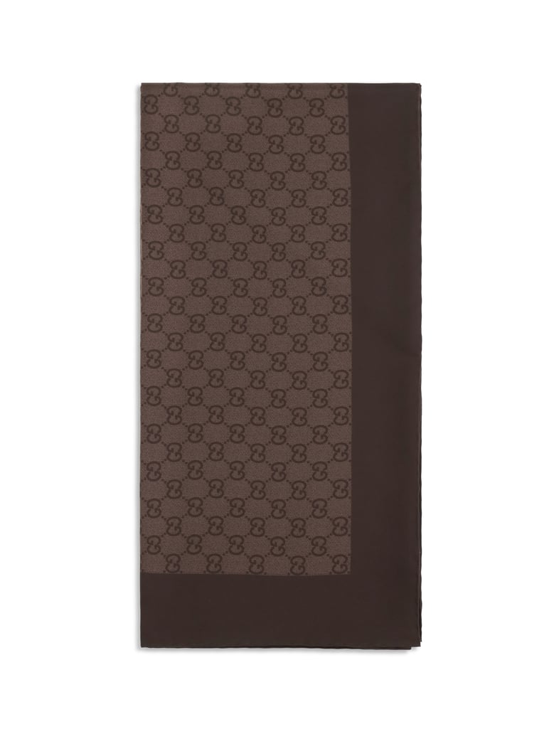 scarf gg silk twill dark brown by Selfnex