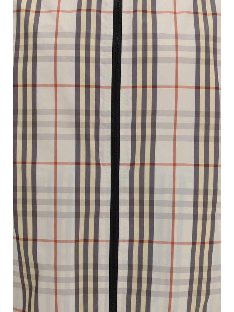 hooded jacket reversible check pebble beige by Selfnex