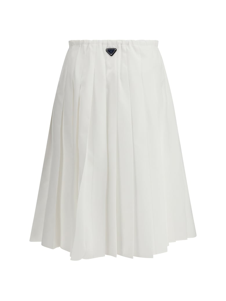 pleated jersey skirt white by Selfnex