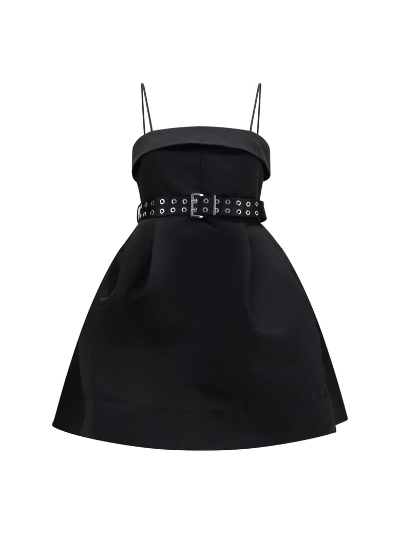 dress short satin full skirt black by Selfnex