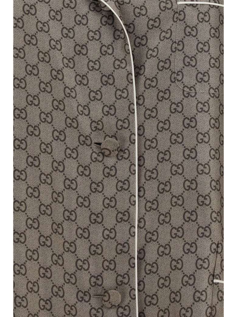 shirt printed silk twill beige/ebony by Selfnex