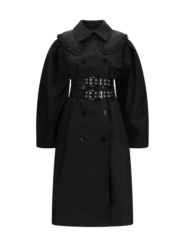 coat belted double-breasted black by Selfnex