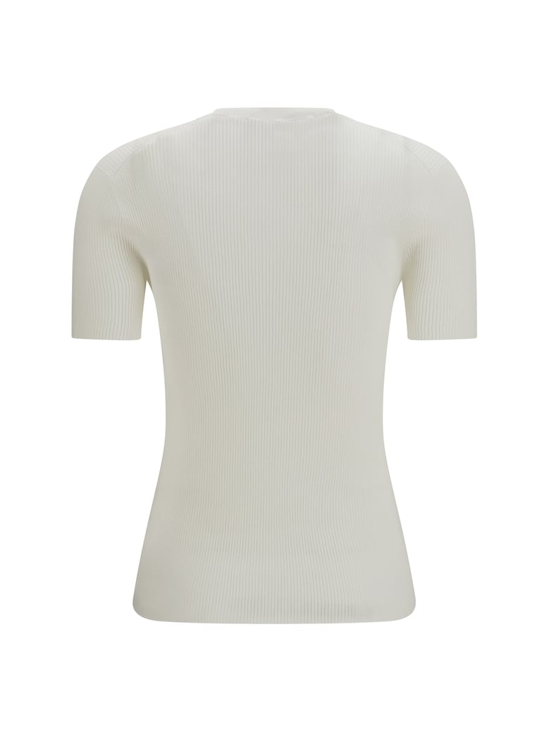 short-sleeve cotton sweater off white by Selfnex