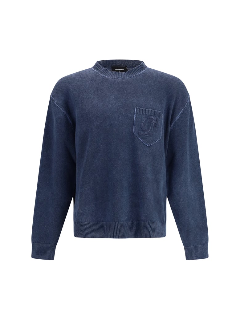 crew neck sweater navy blue by Selfnex