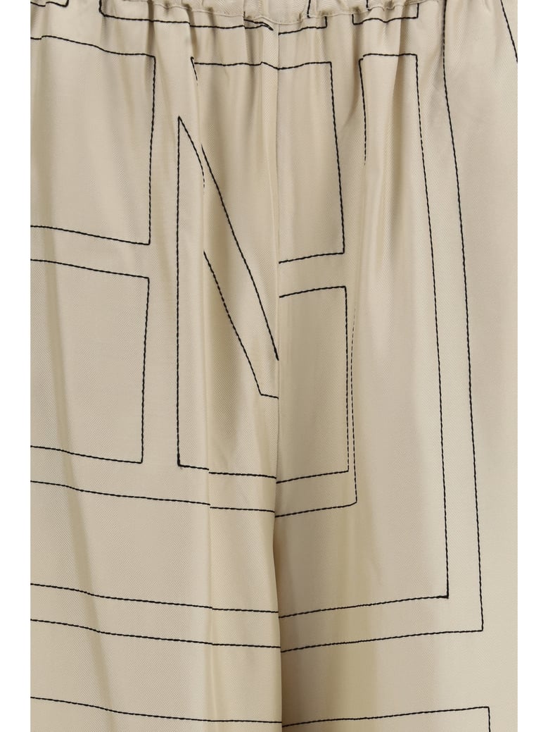 pants silk monogram ivory by Selfnex