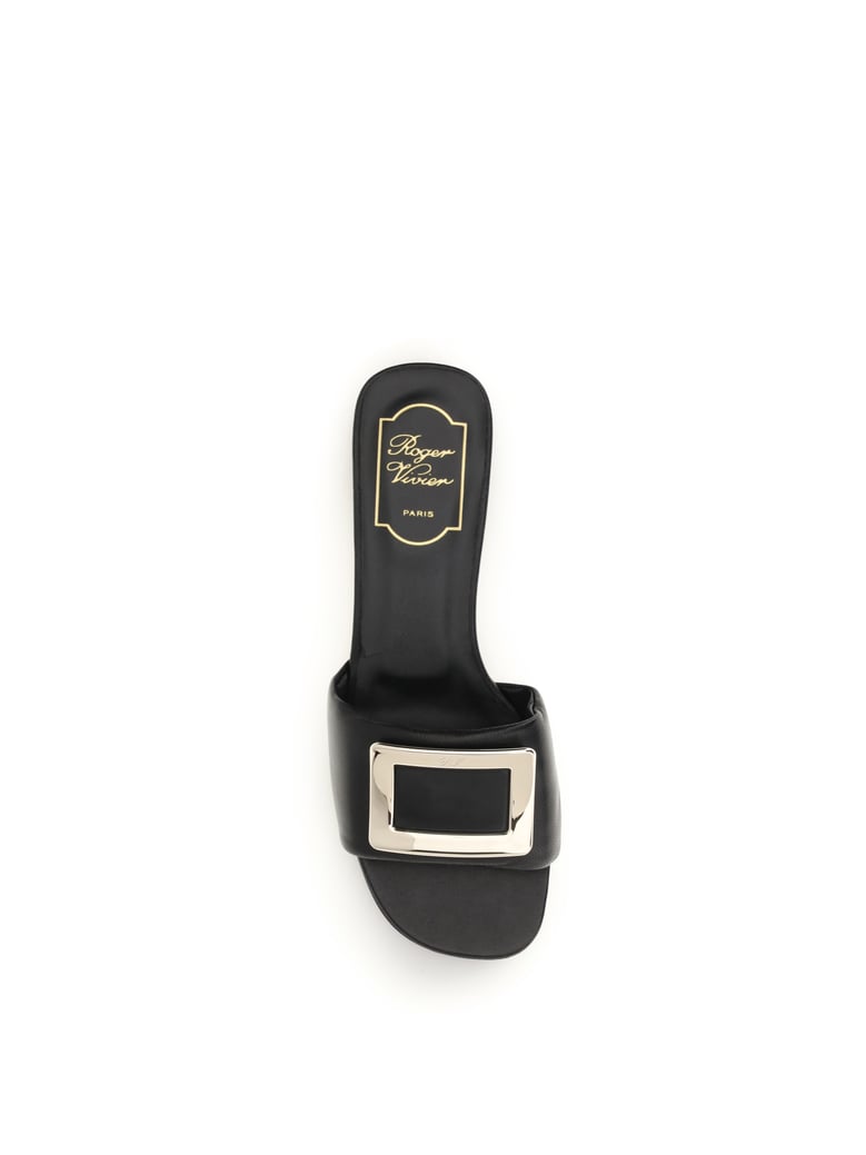 leather slide sandals black by Selfnex