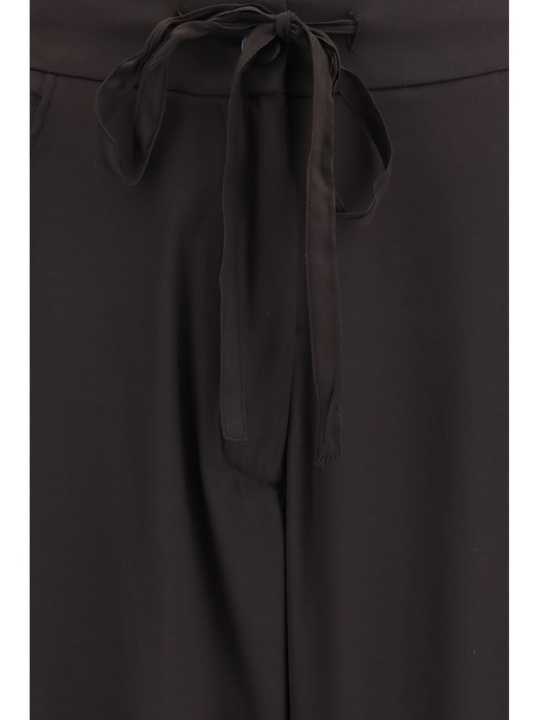barrel-leg silk pants dark brown by Selfnex