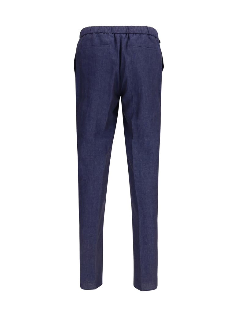 linen drawstring pants blue by Selfnex