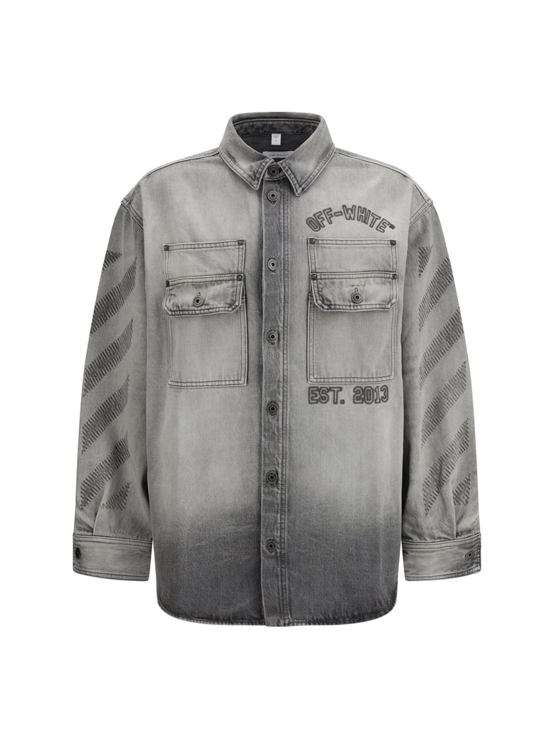 overshirt diag military denim sun-faded grey by Selfnex