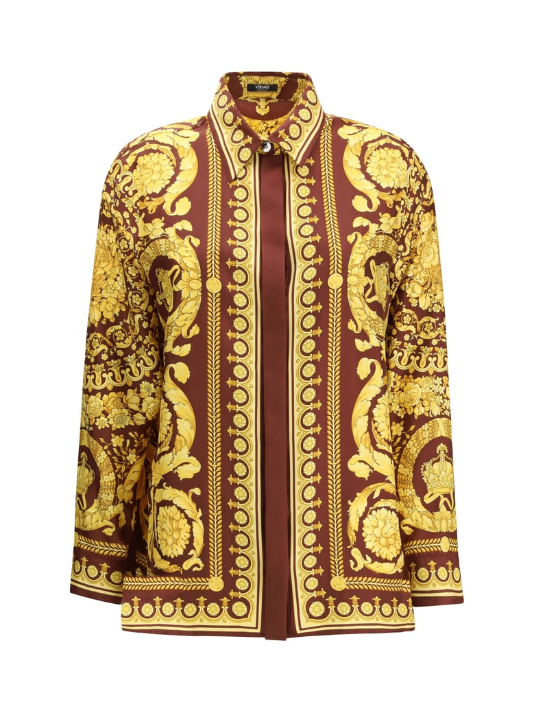 shirt printed silk burgundy/gold by Selfnex