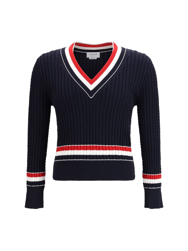 sweater intarsia v-neck navy by Selfnex