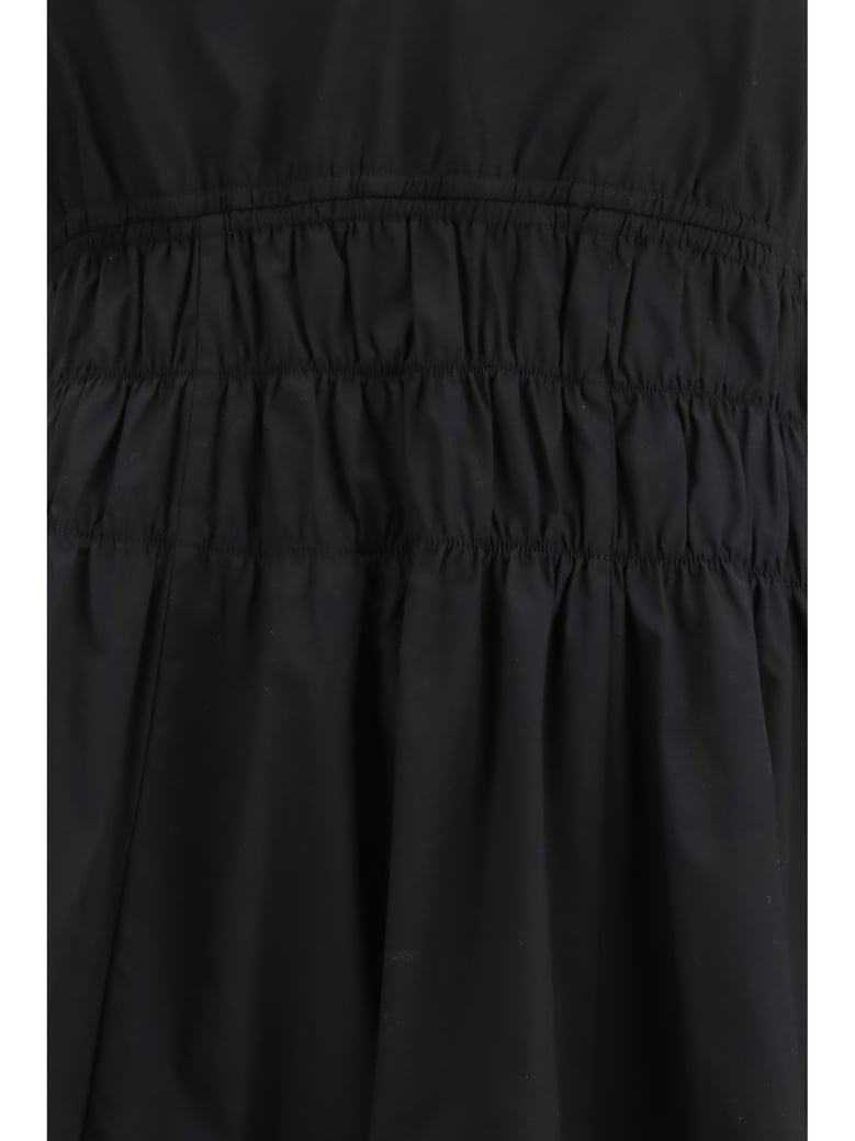 dress shirred v-neck black by Selfnex