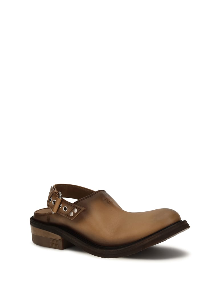 mules foule tan leather by Selfnex