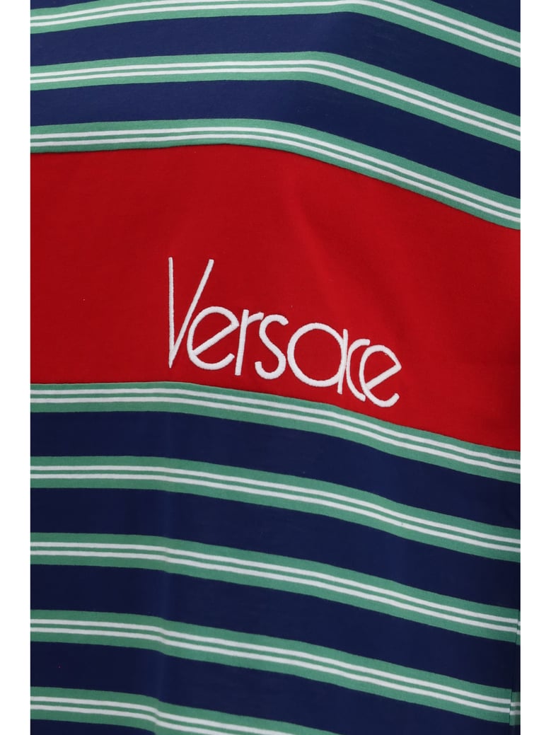 t-shirt striped cotton ink/grass green/white by Selfnex