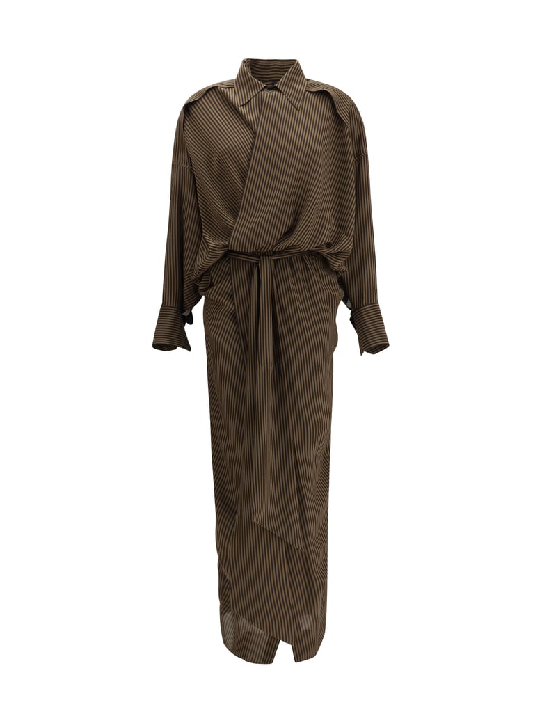 dress serenade silk brown/black stripe by Selfnex
