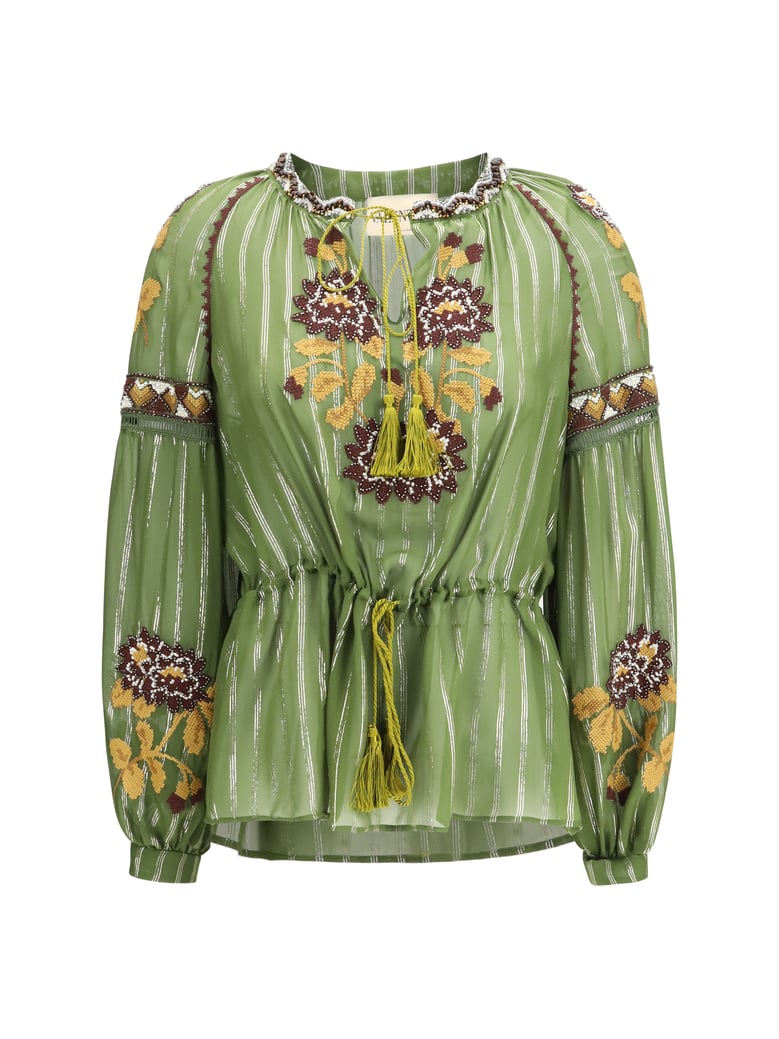 shirt lurex silk camo green/multicolour by Selfnex