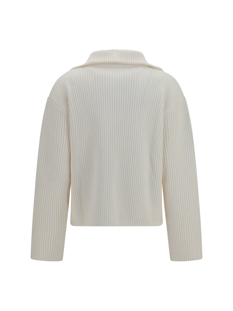 sweater ribbed zip heritage white by Selfnex