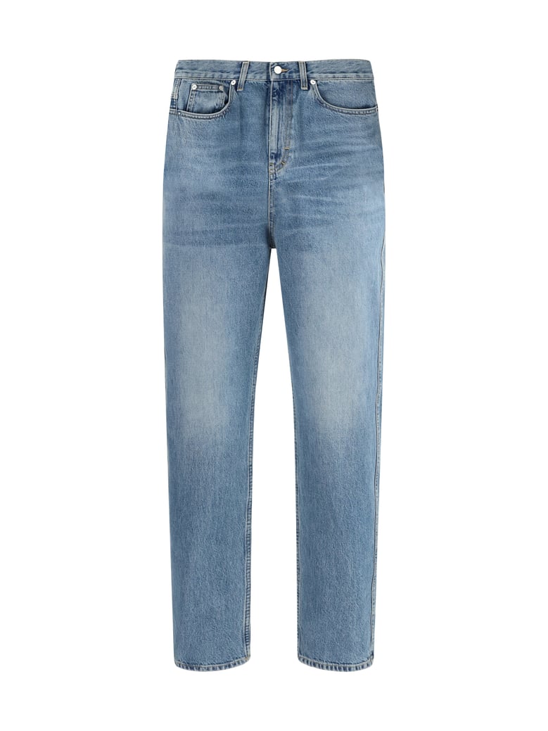 slim-fit pants light blue denim by Selfnex