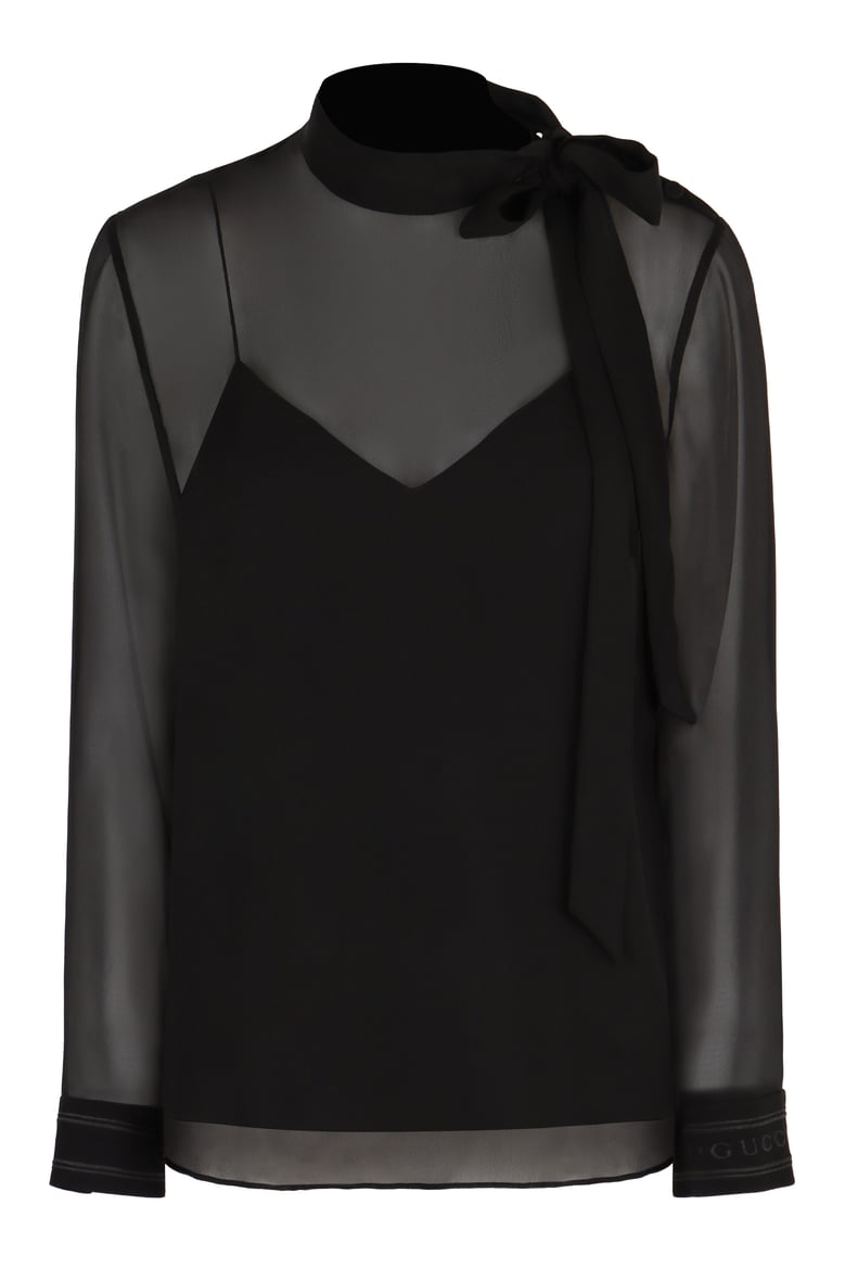 pussy-bow silk blouse by Selfnex
