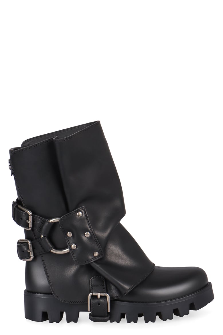 rubber and leather black boots by Selfnex