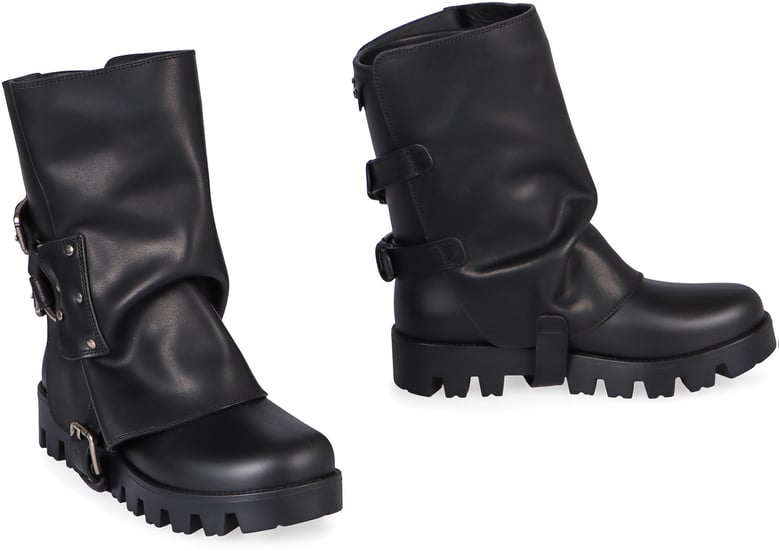rubber and leather black boots by Selfnex