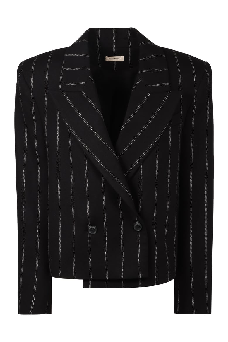 double-breasted pinstripe blazer by Selfnex