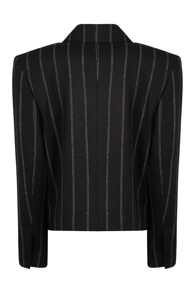 double-breasted pinstripe blazer by Selfnex